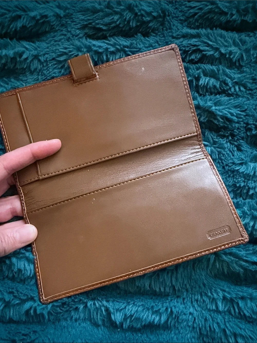 Coach Signature Canvas Continental Wallet in Brown and Cream